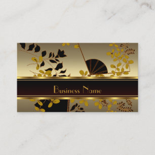 Visita Cartão de Perfil Floral Vintage Dourado Preto Asiá