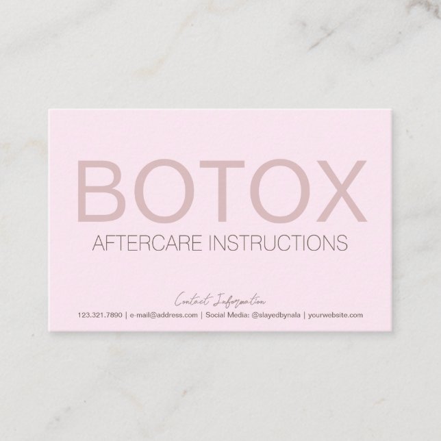 Visita Cartão de Pós-assistência para Enchimento de Botox (Frente)