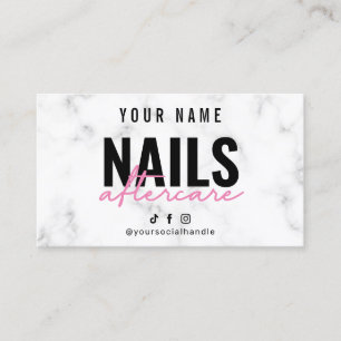 Visita Cartão de Pós-Cuidados de Unhas Rosa Marble