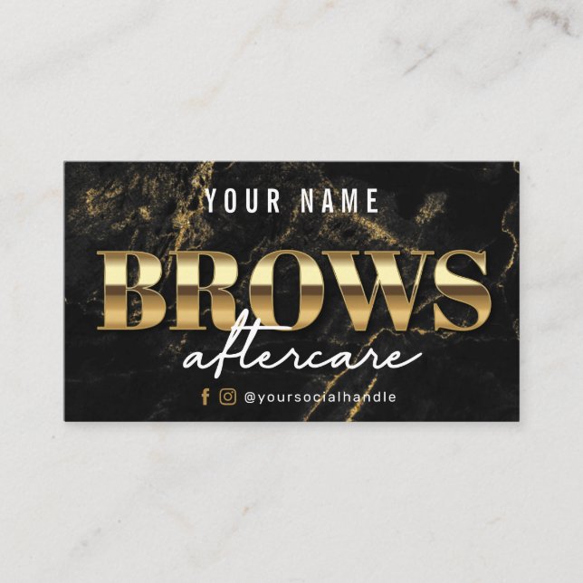 Visita Cartão de Pós-Cuidados Dourado Marble Luxury Brows (Frente)