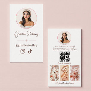 Visita Cartão de QR Code de Mídia Social em Dourado Rosa 