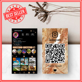Visita Cartão de QR Code do Instagram em Mármore de Luxo