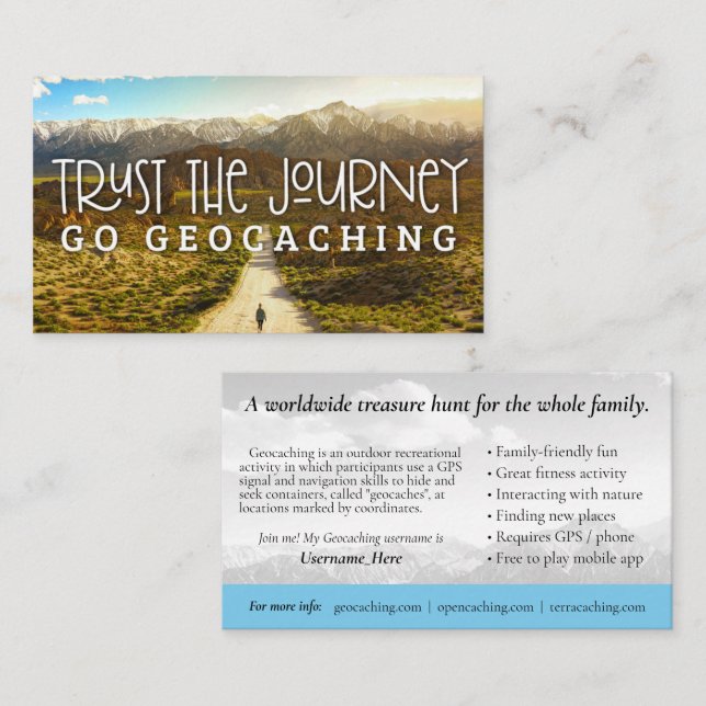 Visita Cartão De Rastreio Geocaching Com Informações Para (Frente/Verso)