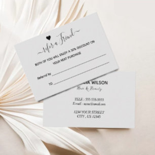 Visita Cartão de Referência, Consulte um Amigo, Cartão de