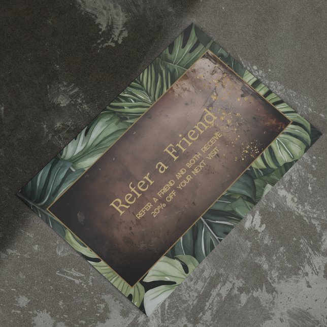 Visita Cartão de Referência de Na moda QR de Couro Verde  (Criador carregado)