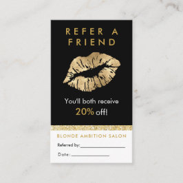 Visita Cartão de Referência de Salão para Lábios Dourados