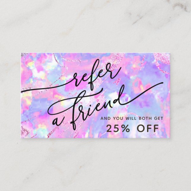 Visita cartão de referência de textura opal rosa púrpura (Frente)