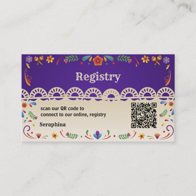 Visita Cartão de Registro de Chá de Noiva com Código QR F (Frente)
