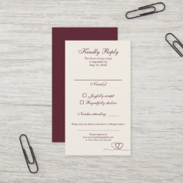 Visita Cartão de Resposta de Casamento Burgundy Modern Mi