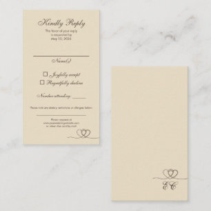 Visita Cartão de Resposta de Casamento Champagne Modern M
