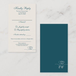Visita Cartão de Resposta de Casamento Deep Teal Modern M