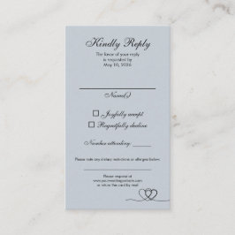Visita Cartão de Resposta de Casamento Dusty Blue Modern