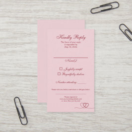 Visita Cartão de Resposta de Casamento Rosa Vermelho Mode