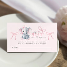 Cartão de Rifa de Fraldas de Elefante com Laço Ros