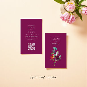 Visita Cartão de Site de Casamento com Código QR Floral E