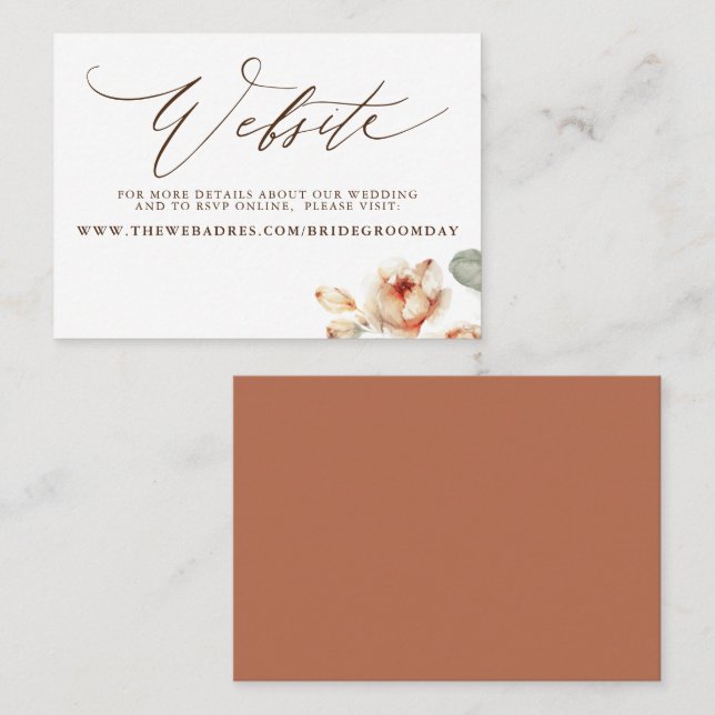 Visita Cartão de Site de Casamento de Flores de Queda (Frente/Verso)
