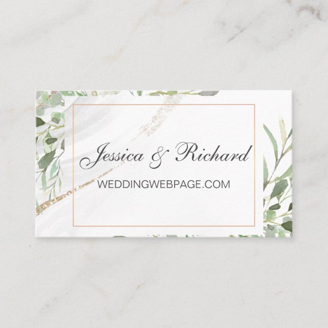 Visita Cartão de Site de Casamento de Watercolor (Frente)