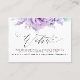 Visita Cartão de Sítio de Casamento Floral Dusty Purple
