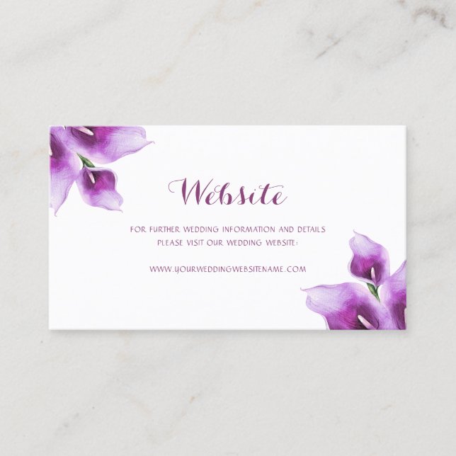 Visita Cartão de Sítio Web Floral Purple Calla Lily (Frente)