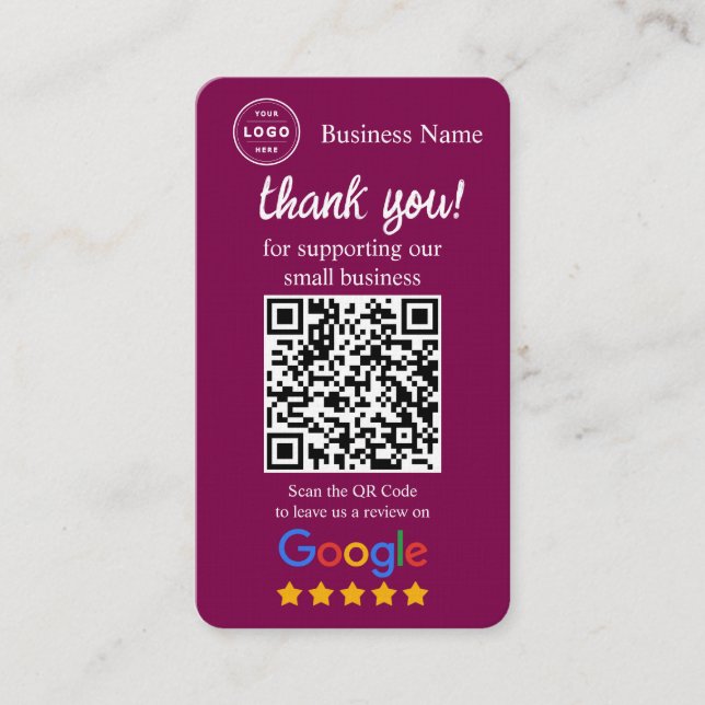 Visita Cartão de Solicitação de Avaliação do Google com c (Frente)
