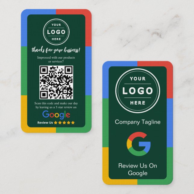 Visita Cartão de Solicitação de Avaliação do Google com L (Frente/Verso)