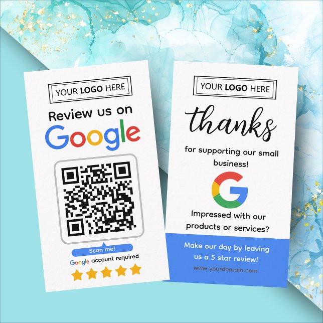 Visita Cartão de Solicitação de Avaliação do Google com L (Google business review request card with logo and qr code, get 5 star reviews for your business)