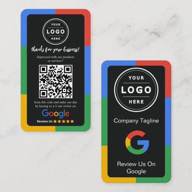 Visita Cartão de Solicitação de Avaliação do Google com L (Frente/Verso)