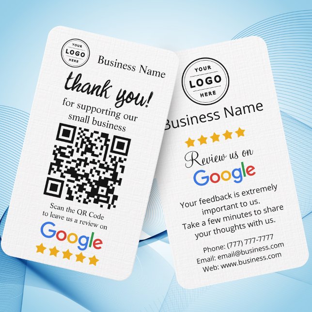 Visita Cartão de Solicitação de Revisão Google com código (Google Review Request Card, personalize it with your logo and QR Code, )