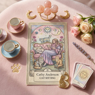 Visita Cartão de Tarot Gata Mística Adotante de Gatos Ama