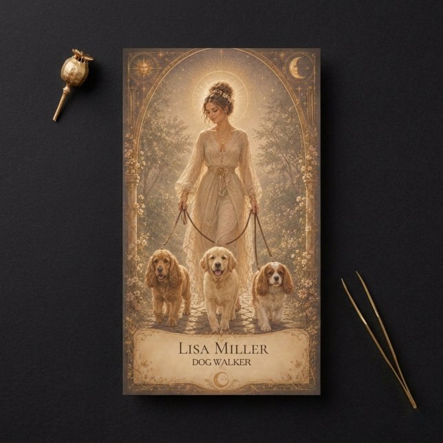 Visita Cartão de Tarot Mulher Mística Celestial Cachorro  (Criador carregado)
