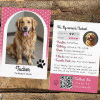 Cartão de Troca de Cão Terapêutico Código QR Rosa