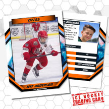 Cartão de Troca de Hóquei no Gelo em Laranja Branc