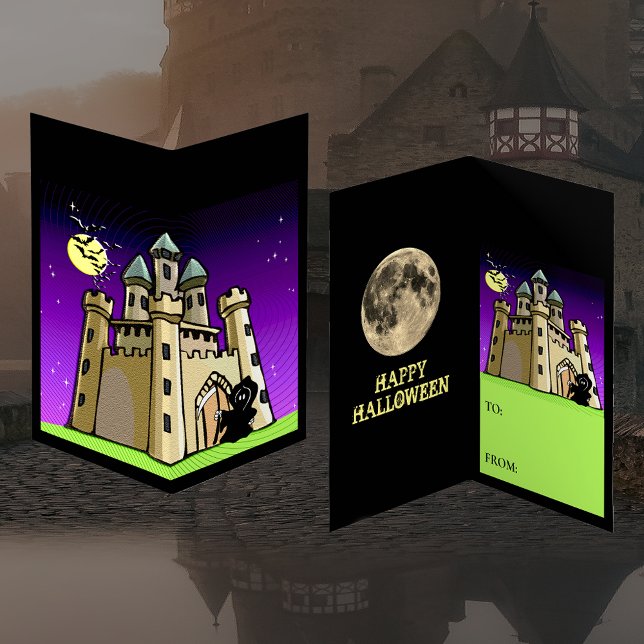Visita Cartão de Troca de Sala de Aula Castle Bats & Grim (Castle Bats & Grim Reaper Classroom Exchange Card)