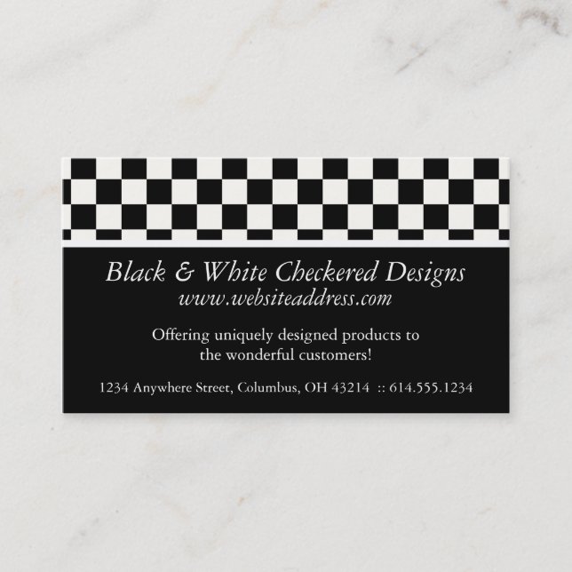 Visita Cartão de visita:: Design Checkered preto & branco (Frente)
