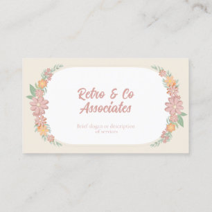 Visita Cartão de visita, Flores Retro Pastel, sem logotip