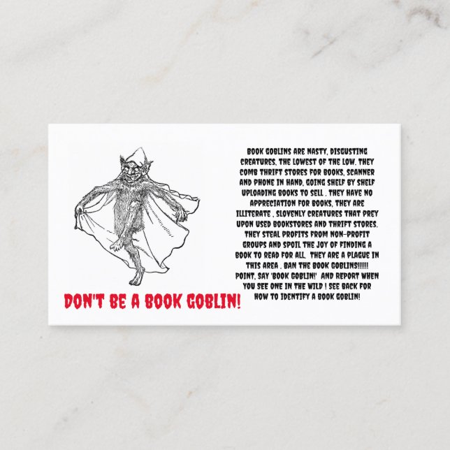 Visita Cartão Goblin de Livro (Frente)