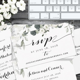 Visita Cartão Online RSVP de Casamento de Pena Branca Gre