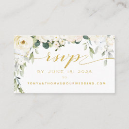 Visita Cartão Online RSVP de Casamento de Pênias Brancas