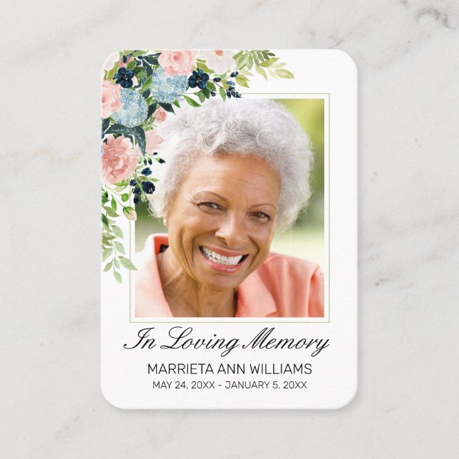 Visita Cartão para Memória Floral de Rosa Rosa Rosa Azul  (Frente)