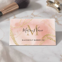Cartão Personalizado de Maquiador com Mármore Rosa