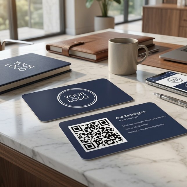 Visita Cartão Personalizado de QR Code Minimalista Modern (Criador carregado)