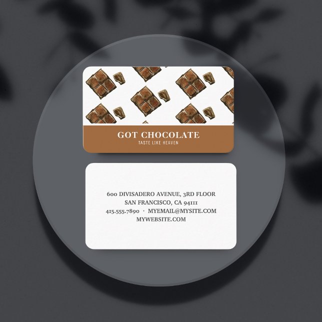 Visita Cartão profissional de chocolate castanho moderno (Criador carregado)