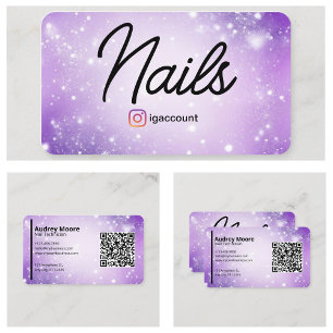 Visita Cartão Profissional Roxo de Design Código QR Nail