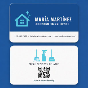 Visita Cartão QR Code Azul Limpeza de Casa