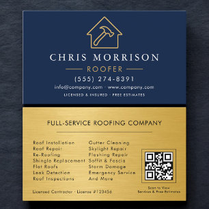 Visita Cartão QR Code Azul Marinho Profissional de Cobert