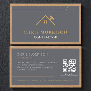 Visita Cartão QR Code de Madeira Profissional Cinza para 