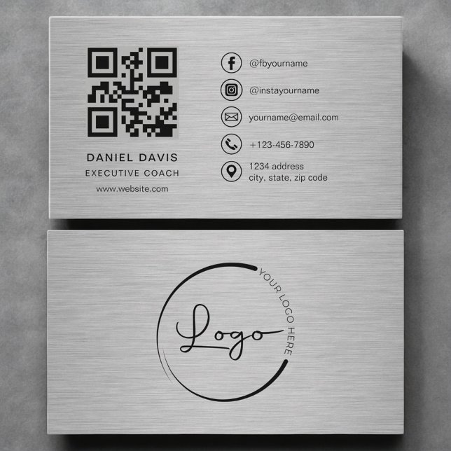 Visita Cartão QR Code de Metal para Coach Executivo (Criador carregado)