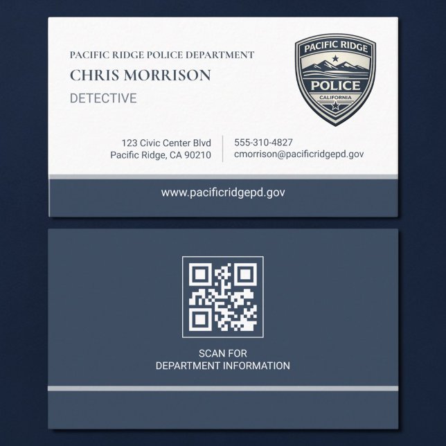 Visita Cartão QR Code de Oficial de Polícia Aplicação da  (Criador carregado)