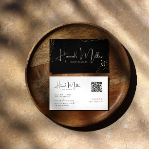 Visita Cartão QR Code Minimalista Elegante Folha de Palma