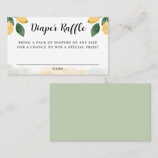 Visita Cartão Raffle de Fralda de Chá de fraldas de Citru (Frente/Verso)